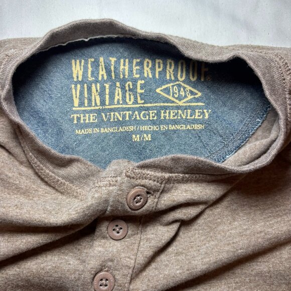 Men's Weatherproof Vintage, Long Sleeve Henley, Size M, Brown, Casual, Classic - Picture 2 of 11